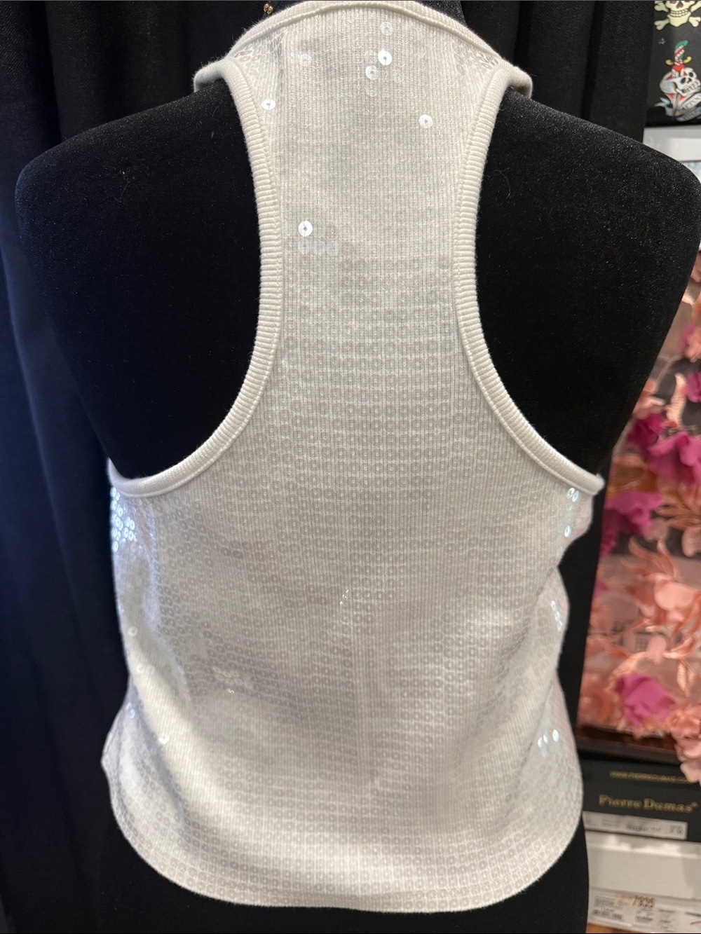 Express Silver Sequin Racerback Tank - Picture 3 of 4